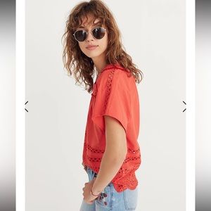 Madewell EUC Eyelet Angelica Top Size Small